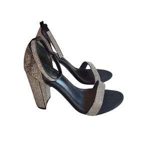 Vigo Fiore Sparkling Rhinestone Silver and Black 4" Platform Stiletto Heels